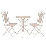 Set mobilier de bistro, 3 piese, alb, oțel GartenMobel Dekor