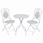 Set mobilier de bistro, 3 piese, alb cenușiu, oțel GartenMobel Dekor