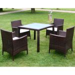 Set mobilier de exterior cu perne, 5 piese, maro, poliratan GartenMobel Dekor