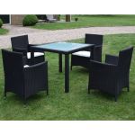 Set mobilier de exterior cu perne, 5 piese, negru, poliratan GartenMobel Dekor