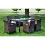 Set mobilier de exterior cu perne, 7 piese, maro, poliratan GartenMobel Dekor