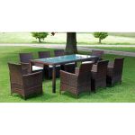 Set mobilier de exterior cu perne, 9 piese, maro, poliratan GartenMobel Dekor