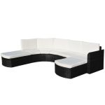 Set mobilier de grădină cu perne, 4 piese, negru, poliratan GartenMobel Dekor
