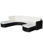 Set mobilier de grădină cu perne, 4 piese, negru, poliratan GartenMobel Dekor