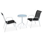 Set mobilier bistro, 3 piese, negru, oțel GartenMobel Dekor