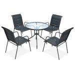 Set mobilier de exterior, 5 piese, negru, oțel GartenMobel Dekor