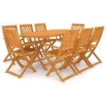 Set mobilier de exterior pliabil, 9 piese, lemn masiv de acacia GartenMobel Dekor