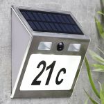 HI LED Număr de casă iluminat solar, argintiu GartenMobel Dekor