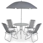 Set mobilier de exterior, 6 piese, gri, oțel și textilenă GartenMobel Dekor
