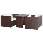 Set mobilier bistro cu perne, 3 piese, maro, poliratan   GartenMobel Dekor