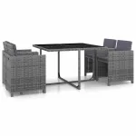 Set mobilier de exterior cu perne, 5 piese, gri, poliratan   GartenMobel Dekor