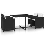 Set mobilier de exterior cu perne, 5 piese, negru, poliratan GartenMobel Dekor