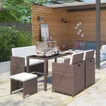 Set mobilier de exterior cu perne, 6 piese, maro, poliratan GartenMobel Dekor
