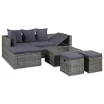 Set mobilier de grădină cu perne, 4 piese, gri, poliratan GartenMobel Dekor