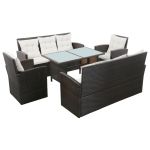 Set mobilier de grădină cu perne, 5 piese, maro, poliratan GartenMobel Dekor