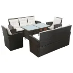 Set mobilier de grădină cu perne, 5 piese, maro, poliratan GartenMobel Dekor