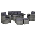Set mobilier de grădină cu perne, 6 piese, gri, poliratan GartenMobel Dekor