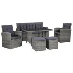 Set mobilier de grădină cu perne, 6 piese, gri, poliratan GartenMobel Dekor