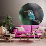 WallArt Tapet în formă de cerc „The Kingfisher”, 142,5 cm GartenMobel Dekor