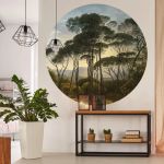 WallArt Tapet în formă de cerc „Umbrella Pines in Italy”, 190 cm GartenMobel Dekor