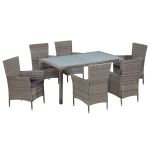 Set mobilier de exterior cu perne, 7 piese, gri, poliratan  GartenMobel Dekor