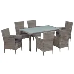 Set mobilier de exterior cu perne, 7 piese, gri, poliratan  GartenMobel Dekor