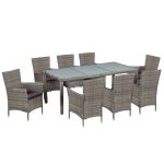 Set mobilier de exterior cu perne, 9 piese, gri, poliratan   GartenMobel Dekor