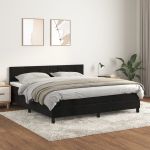 Pat box spring cu saltea, negru, 160x200 cm, catifea GartenMobel Dekor