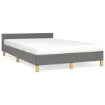 Cadru de pat cu tăblie, gri închis, 120x190 cm, material textil GartenMobel Dekor