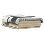 Cadru de pat cu LED stejar sonoma 140x200 cm lemn prelucrat GartenMobel Dekor