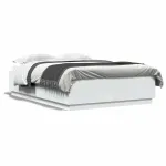 Cadru de pat cu lumini LED, alb, 150x200 cm, lemn prelucrat GartenMobel Dekor