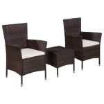 Set mobilier bistro, 3 piese, maro, poliratan GartenMobel Dekor