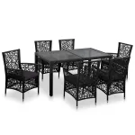 Set mobilier de exterior, 7 piese, negru, poliratan GartenMobel Dekor