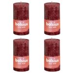 Bolsius Lumânări bloc rustice Shine, 4 buc., roșu catifelat, 130x68 mm GartenMobel Dekor