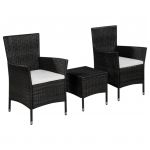 Set mobilier bistro, 3 piese, negru, poliratan GartenMobel Dekor