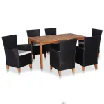 Set mobilier de exterior, 7 piese, negru și maro, poliratan GartenMobel Dekor