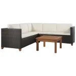 Set mobilier de grădină cu perne, 4 piese, maro, poliratan GartenMobel Dekor