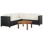Set mobilier de grădină cu perne, 4 piese, negru, poliratan GartenMobel Dekor