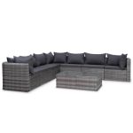 Set mobilier de grădină cu perne, 8 piese, gri, poliratan  GartenMobel Dekor