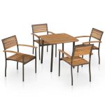 Set mobilier de exterior, 5 piese, lemn masiv de acacia și oțel GartenMobel Dekor