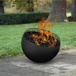 Esschert Design Bol pentru foc, negru, cu dungi GartenMobel Dekor