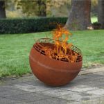 Esschert Design Bol pentru foc, ruginiu, cu dungi GartenMobel Dekor