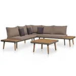 Set mobilier grădină cu perne, 4 piese, maro, lemn acacia GartenMobel Dekor