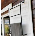 Bathroom Solutions Suport de prosoape pentru uși, negru, metal GartenMobel Dekor
