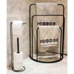 Bathroom Solutions Suport de prosoape vertical 49,5x75 cm metal negru GartenMobel Dekor