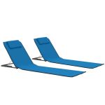 Saltele plajă pliabile 2 buc, albastru, oțel și material textil GartenMobel Dekor
