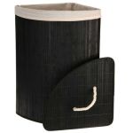 Bathroom Solutions Coș de rufe de colț, negru, bambus GartenMobel Dekor