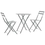 Set mobilier bistro, 3 piese, gri, oțel GartenMobel Dekor