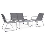 Set mobilier de grădină, 4 piese, gri, oțel și textil GartenMobel Dekor