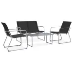 Set mobilier de grădină, 4 piese, negru, oțel și textil GartenMobel Dekor